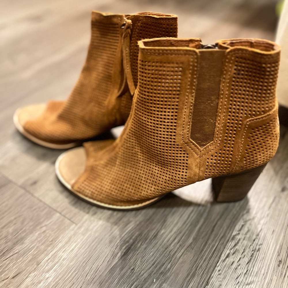 Toms Brown Ankle Booties with Suede Finish